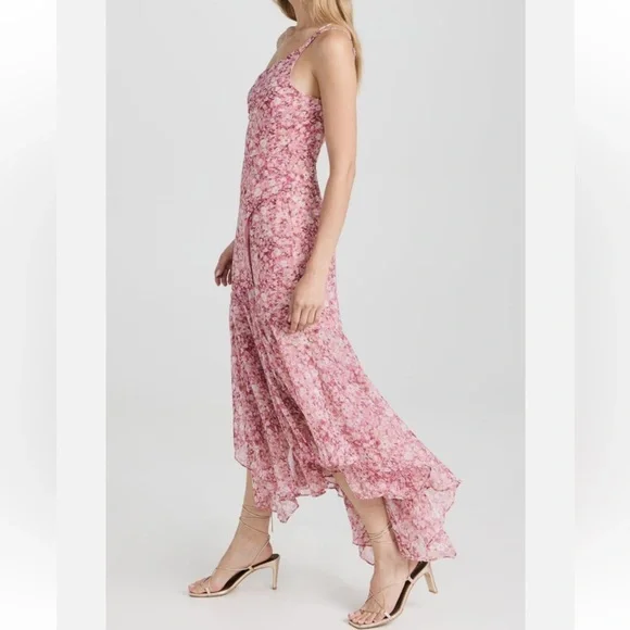 Astr The Label Malvina Pink Floral Asymmetrical One Shoulder Midi Dress S $138 - Picture 3 of 16